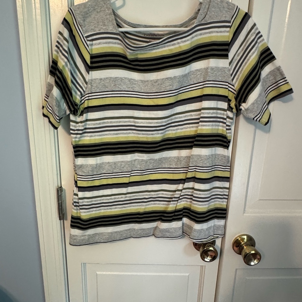 Women’s Cute Boat Neck Strped Short Sleeve Top. Like New. - Picture 2 of 5